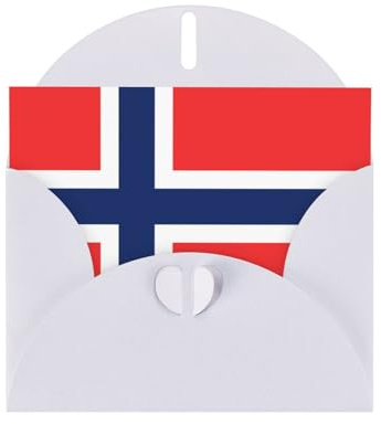 Geburtstagskarte mit Norwegische Flagge mit Umschlag - Premium-Stil, einzigartige Dekorationen, erhebende Wünsche!