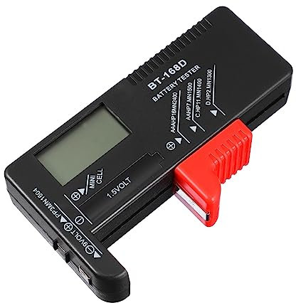 BELLIFFY Tester Batteria Analogico Portatile Bt Display Ago Per Batterie Aa Aaa c Pile Bottone Controllo Immediato