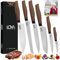LOYA CRAFTS Professional Kitchen Knives Set of 6, Silver High-Carbon Stainless Steel Blades with Non-Stick Coating, Ergonomic Handles, Protective Sharp Knife Set of Chef (Silver Knife Set)