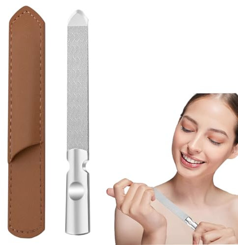 MEXRUMI Lime Per Unghie In Metallo, Lima Professionale Per Unghie In Acciaio Inox A Doppia Faccia Con Custodia In Pelle, Lima Per Unghie Premium Per Donne E Uomini, Alta Qualità Per Tutti I Tipi Di Un