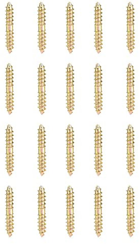 20pcs 5 * 30mm Double Ended Screw with Zinc Plating for Woodworking Furniture Connector, Iron Dowel Screws, Joint Maker, Set of 20