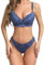 YCAngela Lace Bralette and Panty Set, Push Up Bras with Adjustable Straps Lingerie Sets for Women UK, Large Bosom Underwire Bra C-E Cup Blue M