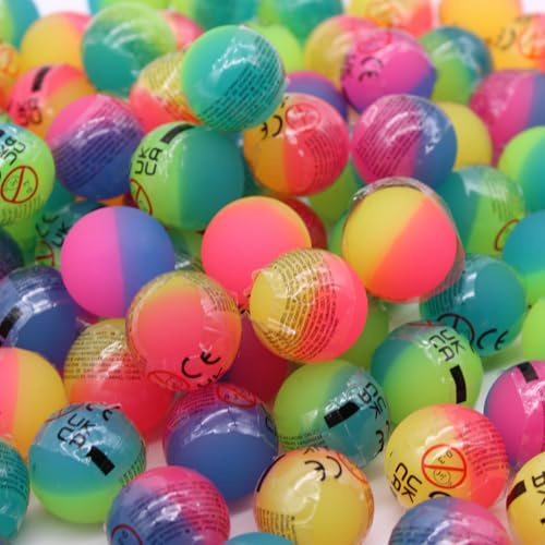 Senvianda 50 Stück Flummis 27mm, bunt gemischt, Flummies für Kinder, Gummiball Flummi, Bunte Flummis Gummibälle, Flummibälle für Kindergeburtstag, Party
