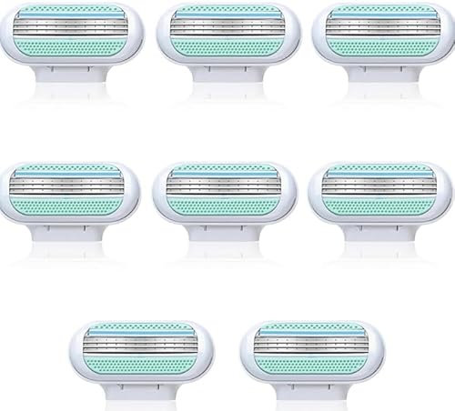 8 Stück Damenrasierer, Nachfüllpackungen für Damen, Ersatzrasierklingen für Smooth Sensitive Nass, pflegend für die Rasur aller Körperbereiche