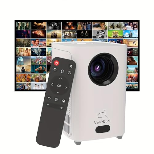 500 ANSI nativer 720p, unterstützt 4K-Dekodierungsprojektor mit WLAN und kabellos, VenirCool Kino-Heimkino mit elektrischem Fokus, 300 Zoll Display für drinnen und draußen, intelligenter Proyektor