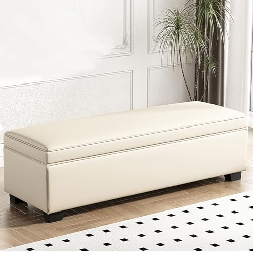 Große Ottomane Aufbewahrungsbank Polstersitzbank mit Stauraum Elegante Bettbank für Wohnzimmer & Schlafzimmer Multifunktionale Aufbewahrung am Bettfuß (80 x 40 x 40 cm)
