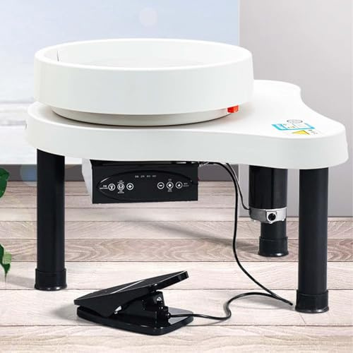 CUTANGELAR Tornio Elettrico per Ceramica, Dotato di Motore da 200 W E velocità Regolabile da 60 A 320 Giri/min. Ideale per La Formatura della Ceramica E Progetti Fai da Te per La Casa.(White)