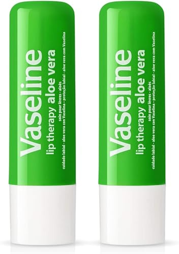 Vaseline Lip Therapy Aloe Vera Lip Care Stick with Petroleum Jelly – Moisturising & Soothing Lip Balm for Soft, Smooth Lips – 4.8g × 2 Pack