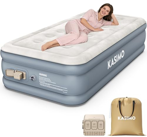 KASIMO Luftmatratze selbstaufblasend, Luftbett 1 Person, Gästebett mit integrierter Elektrischer Pumpe, aufblasbare matratze mit Kissen, luftmatratze 195x99x40cm für Gäste zu Hause und Camping