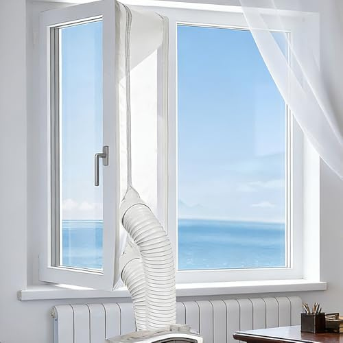 PLLYPE Klimaanlage Fensterabdichtung, 400CM Fensterabdichtung für Mobile Klimageräte, AbluftschlauchFensterabdichtung, Hot Air Stop Geeignet Für Fenster, Flügelfenster, Dachfenster, Kein Bohren