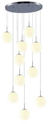 Kronleuchter Glaskugeln Zweistöckiges Gebäude Lang Anhänger Lichter Minimalistische Treppe Große hängende Wohnzimmer Willa Hollow Flur Küche Livi