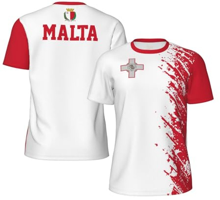 FJQWKLF Maglia Sportiva con Bandiera di Malta, Stampa 3D in Mesh, Ideale per Corsa, Ciclismo, Calcio e Fitness.
