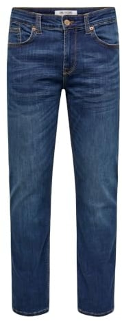 Only & Sons Herren Male Normal Geschnitten Onsweft Mittlere Taille Jeanshose, Medium Blue Denim, 32W / 30L EU