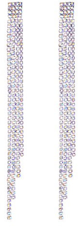 Focalook Orecchini Pendenti con Strass Donna Cristalli Zirconi, Orecchini Donna Pendenti Lunghi Gocce Multifili, Orecchini Lunghi di Lusso, regalo per donna mamma