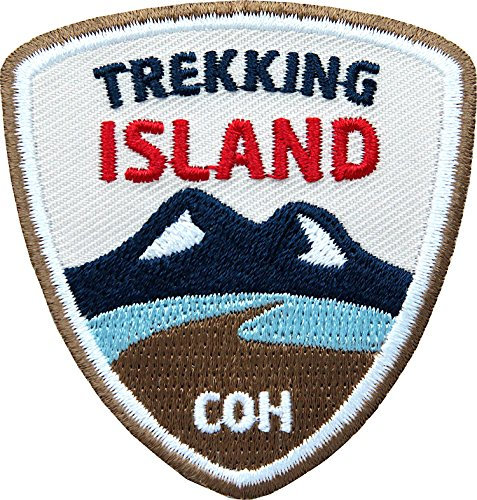 2 x Island Trekking Patch 55 x 58 mm gestickt/Insel Wandern Reise Wanderweg/Applikation Aufnäher Aufbügler Bügelbild Flicken/zum aufbügeln aufnähen auf Kleidung Rucksack
