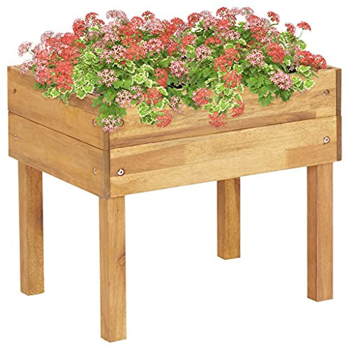 vidaXL Jardinera Elevada Maceteros Maceta Recipiente Sets Caja Plantar Sembrar Flores Plantas Jardín Terraza Exterior Madera Maciza de Acacia