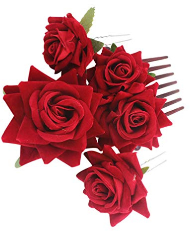 SOLUSTRE Künstliche Rosen Haarspangen Aus Roten Rosen-haarnadeln Für Hochzeits Und Party-haarschmuck Naturgetreue Rosenform Langlebig Und Elegant