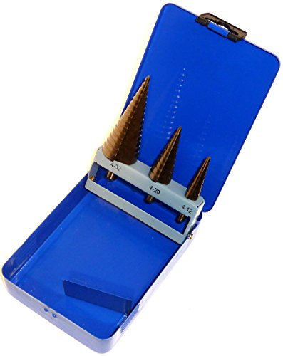 PeTools, 3tlg. Edelstahl Stufenbohrer Set (4-32mm) HSS-E Co5 Schäl-Bohrer VA Kegel Konus
