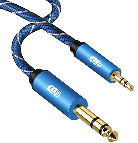 EMK 6.35mm auf 3.5mm Klinkenkabel - 1m Stereo Audio Kabel, Nylongeflecht für Verstärker, Gitarre, Kopfhörer, Mischpulte, Keyboards, Heimkinoanlagen