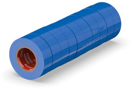 ERKO Isolierband Blau 15mm x 10m PVC Set 10 Stück Elektrische Leitungen Reparatur, Hochflexibel mit starker Klebekraft, Chemiebeständig, Wasserfest, Klebeband