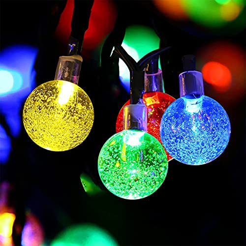 Solar Lichterkette Außen 11M 60 LED Lichterketten Aussen 8 Modi IP65 Wasserdicht Weihnachtsdeko Aussen Solarleuchten Lampions für Balkon Terassen Garten Bäume Weihnachten Party Dekoration (Bunt)