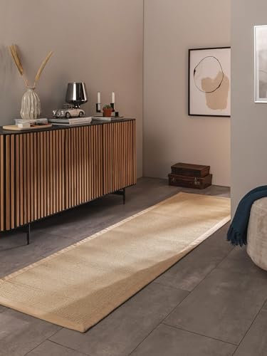 benuta Sisal Naturfaser Teppich SANA Cream 70 x 300 cm - Robuster Teppich für Esszimmer & Wohnzimmer - 100% Sisal Naturfaser - Zeitloses Design