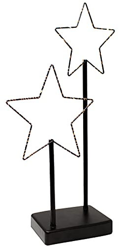 ToCi Deko-Aufsteller Stern mit LED-Beleuchtung | Metall-Leuchter mit 30 LEDs | 24 x 5 x 40 cm