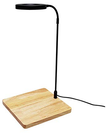 Luz LED de acuario de espectro completo, luz de tanque de peces ajustable en altura con tabla de bambú, se adapta a tanques nano, Wabi kusa, plantas en maceta (tamaño M)