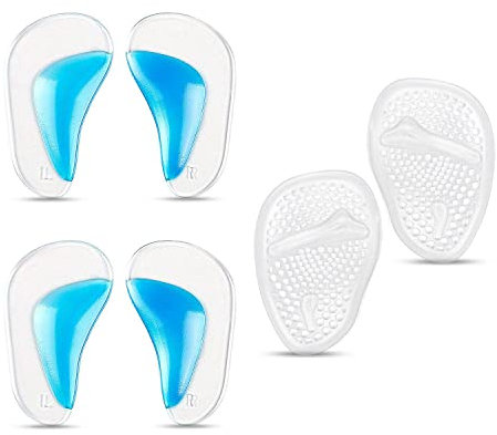 UrChoice Lot de 3 paires de semelles en gel de silicone avec coussinets métatarsiens pour soulager les douleurs au pied, les pieds plats, le port des chaussures à talons hauts et la fasciite plantaire
