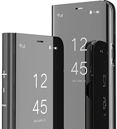 IMIRST iPhone 13 Case, Mirror Design Clear View Flip Bookstyle Luxury Protecter Shell With Kickstand Case Cover for Apple iPhone 13 6.1 2021. Flip Mirror: Black