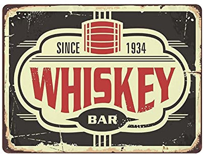 Hdadwy Letrero de metal para barra de whisky, cartel de estaño vintage de metal, decoración de pared de cocina, hogar, garaje, 30,5 x 40,6 cm