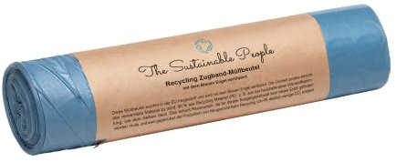 TSP Recycling Zugband Müllbeutel 60L - zu mind. 90% aus Post-Consumer-Abfällen (PE) - Blauer Engel zertifiziert - sicher & reißfest - für den Restmüll und die Wertstoffsammlung (60 Liter (10 Stück))