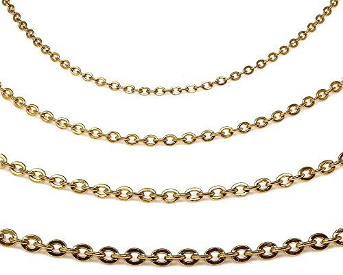 Treuheld® Goldene Halskette aus Edelstahl in 4 Dicken und 5 Kettenlängen - [63.] Dicke: 0,7mm - Länge: 50cm