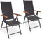 BRUBAKER 2er Set Gartenstühle Verona - Faltstühle klappbar- 7-Fach verstellbare Rückenlehnen - wetterfeste Klappstühle mit Polsterung und Holz Armlehnen - Anthrazit