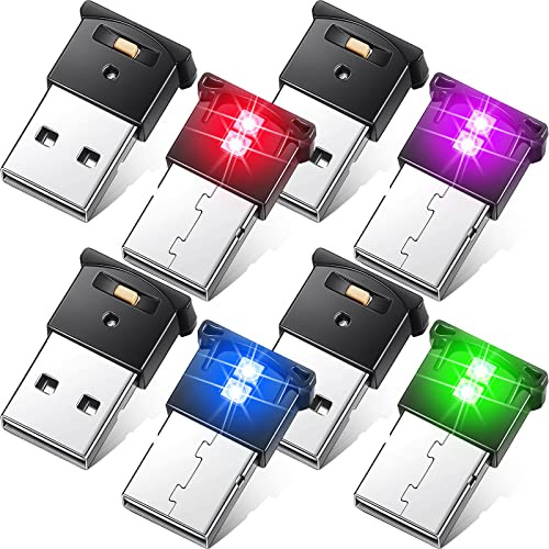 Frienda 8 Pieces Mini USB LED Light, Car LED Interior Lighting 5v Smart USB Atmosphere Light, Laptop Keyboard Office Decoration Night Lamp, Adjustable Brightness, 8 Colors