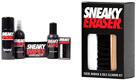 SNEAKY Complete Shoe Care Kit - shoe trainer and suede protector spray cleaning kit & Eraser - premium suede, nubuck and mid sole stain remover cleaner