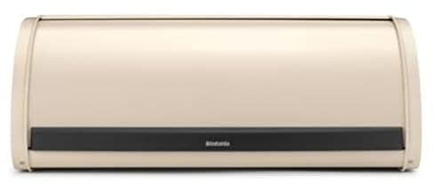 Brabantia - Boîte a Pain à Couvercle Roulant - 2 Miches de Pain - Espace de Rangement Supplémentaire - Garde le Contenu Frais - Accessoire de Cuisine - Acier - Soft Beige - 45 x 26 x 17 cm