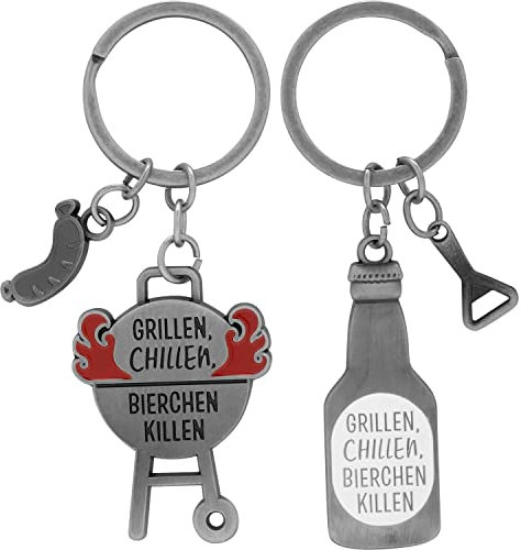 Paar-Schlüsselanhänger Motiv Grillen: Set bestehend aus zwei figürlichen Anhängern