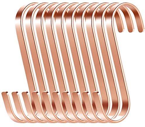 ilauke S Haken Roségold, 10er 7,7 cm S-Haken Edelstahl Hängehaken Küchenhaken für Küche Schrank Tür Garage und Garten zum Hängende Töpfe und Pfannen, Kaffeetassen, Kleidung, Pflanzen