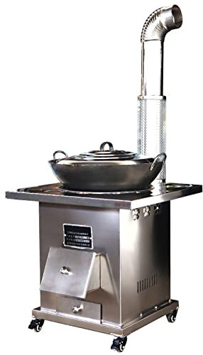 YYUINU Stufa A Legna A Gassificazione Doppio Strato A Risparmio Energetico, Stufa A Legna Senza Fumo, Termostufa Multifunzione, con Canna Fumaria, Rete Antiscottatura, Pentola in Ferro,50CM