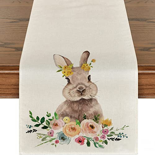 Tischläufer Ostern Frühling Tischläufer Ostertischläufer Ostereier Tischband Osterhase Tischdeko Osterndeko Frühlingdeko Tischdekoration 33x120 cm Ostern Tischdecke für Esszimmer (D, 33 x 120 cm)