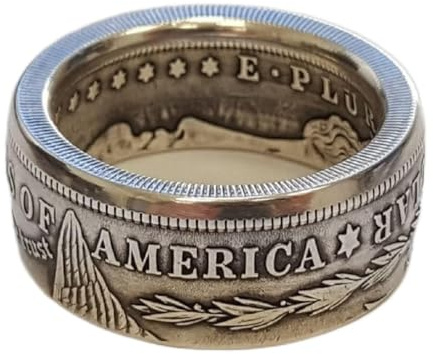 FLYYQMIAO US-Morgan-Münzring, Silber-Dollar-Münze, Design-Ring, Vereinigte Staaten, Nationalemblem, gravierte Siegelringe für Männer und Frauen, Ein-Dollar-Münzringe, Modeschmuck (Nr. 7)