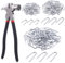 Keadic 151Pcs Galvanized Steel Wire Fencing Staples Assortment Set and Fencing Pliers with Hammerhead, 20mm 30mm 40mm Length U-Shaped Fasteners Nails and Fence Tools for Wire Mesh Woven