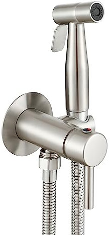 Ownace Set miscelatore bidet nascosto in nichel spazzolato per acqua calda e fredda, set doccia per WC musulmano bidet Shattaf doccia