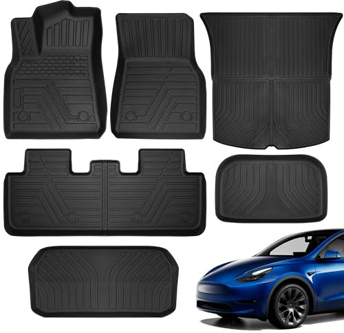 Big Ant Tesla Model 3 Gummimatten & Kofferraumwanne Set für Tesla Model Y 2020-2025 | Gesamtset TPE All-,Weather, rutschfest Automatten, inklusive 2024 Tesla Model 3 Highland - 6 Matten