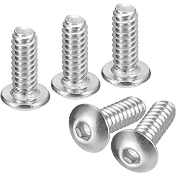 QUARKZMAN #6-32x3/8 Botón Hueca Cabeza Tornillos, 50uds 304 Inoxidable Acero Sujetadores Hexagonal Pernos Tornillos, Completa Rosca Hexagonal Accionamiento Tornillos