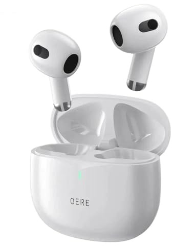 QERE True HiFi Stereo IPX5 Wasserdicht In Ear TWS Headset Earbuds 5.3 Bluetooth Low Latency Ohrhörer (Weiß)