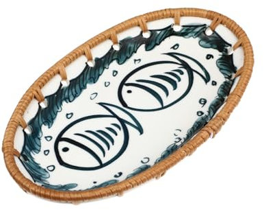 VINTORKY Assiette En Céramique Fait Main Style Japonais Plat Rétro Surface Lisse Facile Nettoyage Pique- Cuisine Fruits Secs