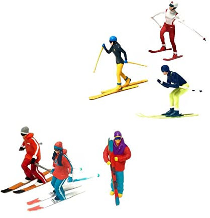 Sharplace 6 Stück Miniatur Modell Skifahren Figuren für Landschaftsgestaltung und Dekoration
