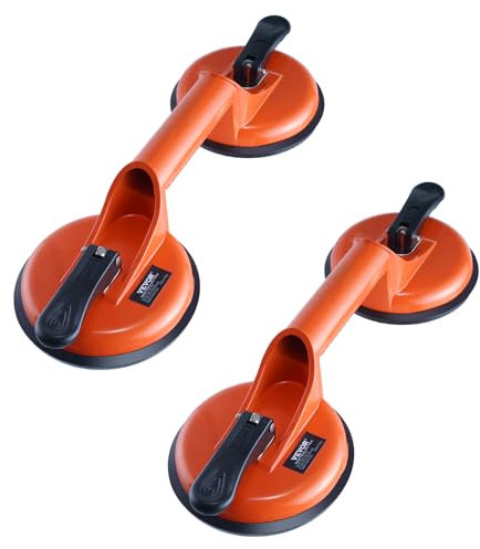 VEVOR Ventose per vetro, in alluminio resistente, con manico per piastra sottovuoto, ganci per sollevare vetri grandi, vetri, finestre, pavimenti, sollevatori per piastrelle, ammaccature (confezione